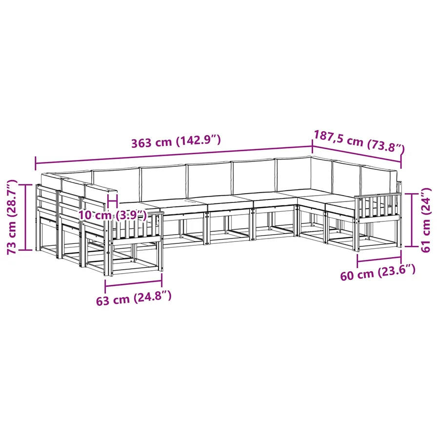 Ensemble de canapés d'extérieur 10 pcs Blanc et Beige - 8