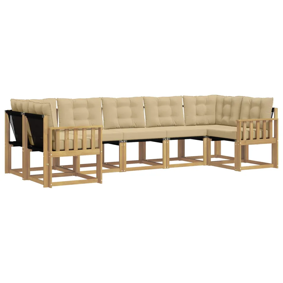 Ensemble de canapés d'extérieur 7 pcs Blanc et Beige - 2
