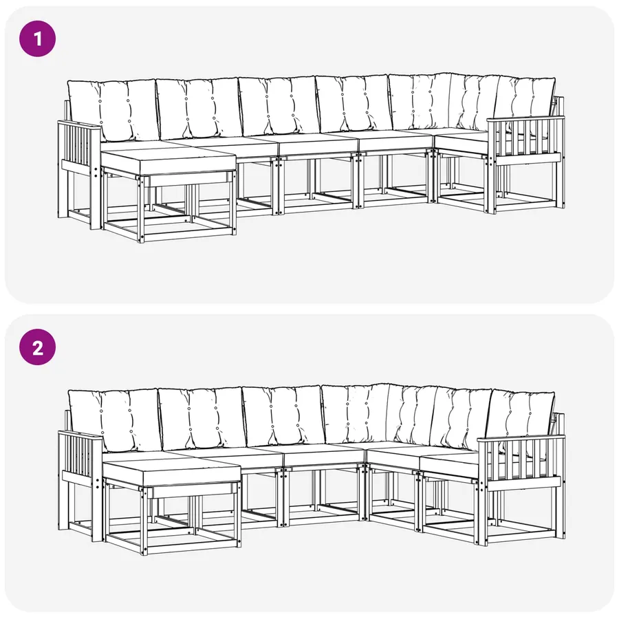 Ensemble de canapés d'extérieur 7 pcs Blanc et crème - 8