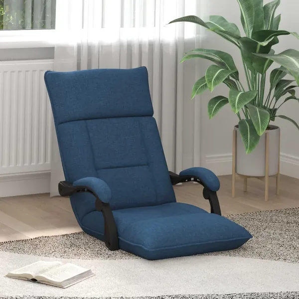 Fauteuil de sol ajustable Bleu Tissu