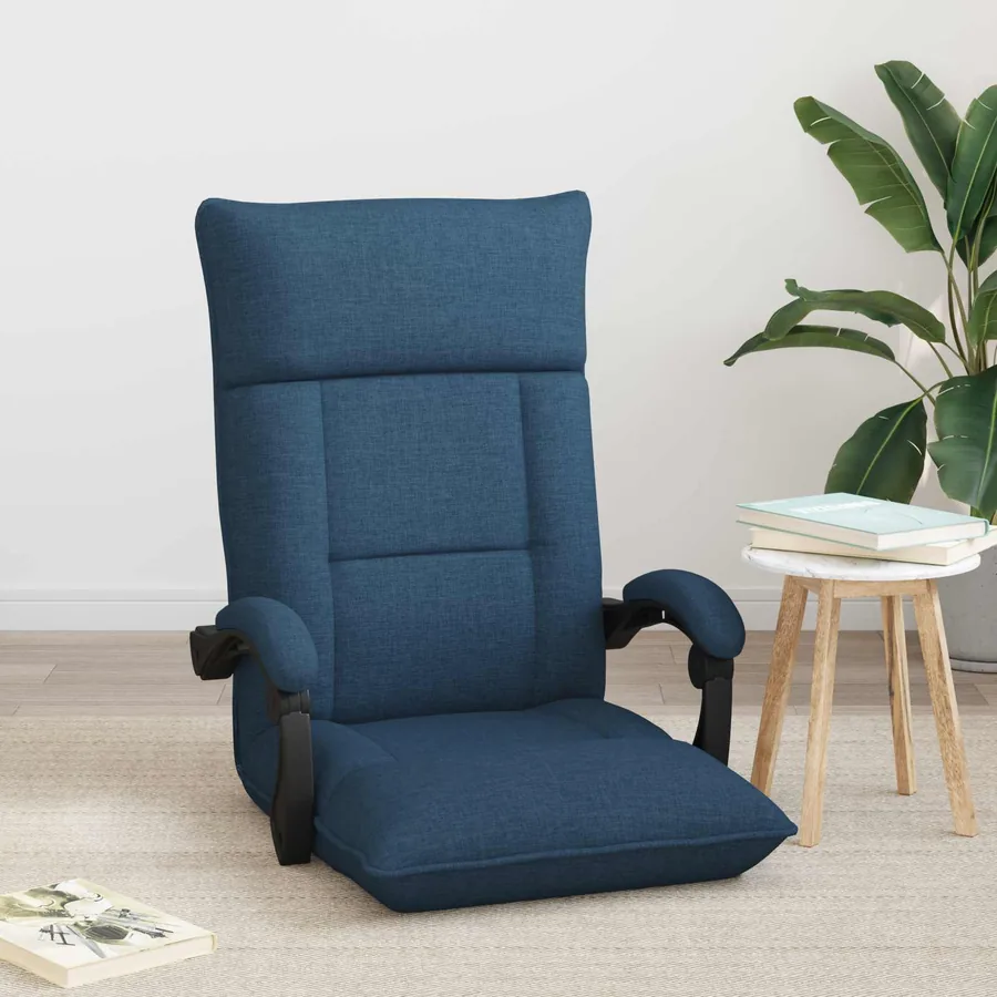 Fauteuil de sol ajustable Bleu Tissu - 3