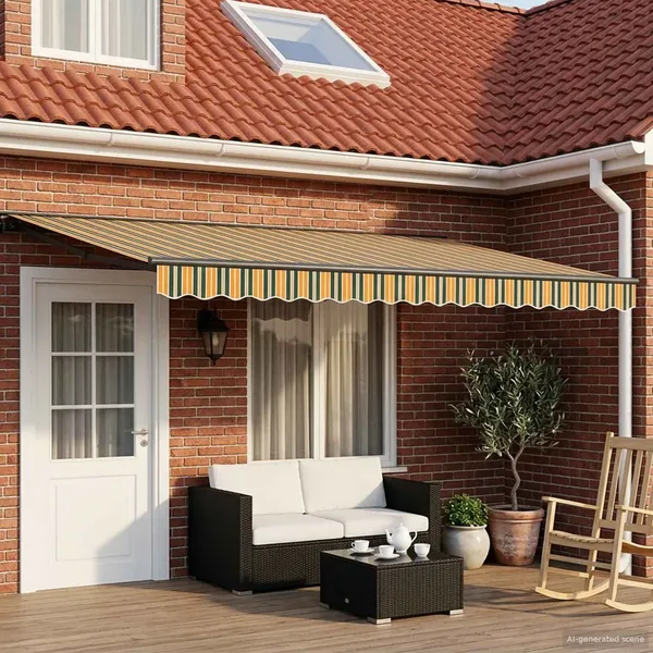 Auvent rétractable électrique Vert, Jaune, Anthracite 5 × 3,5 m
