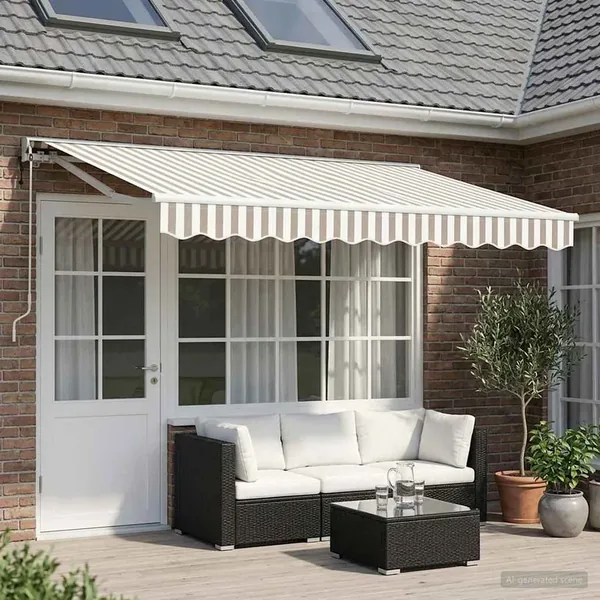 Auvent rétractable électrique Gris clair et blanc 4,5 × 3,5 m