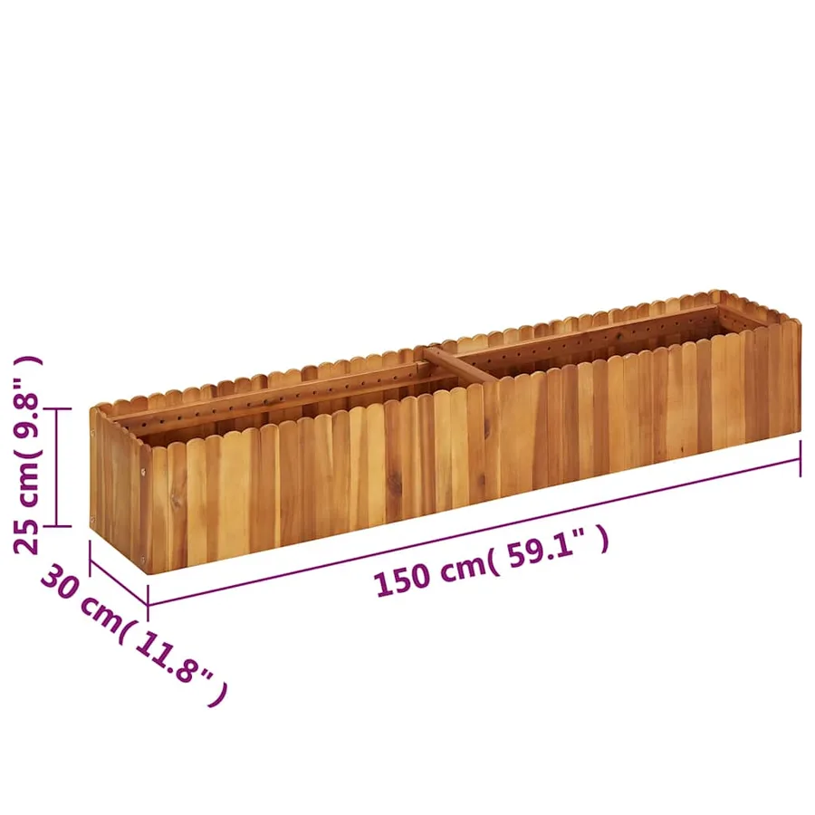 Lit surélevé de jardin 150x30x25 cm Bois massif d'acacia - 6