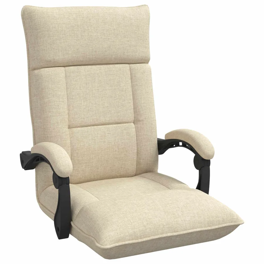 Fauteuil de sol ajustable Crème Tissu - 2