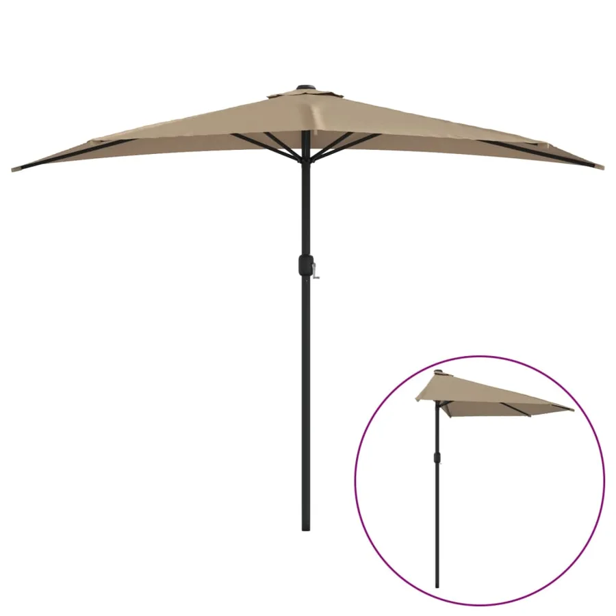 Parasol de balcon avec mât en aluminium Taupe 300x155 cm Demi - 2