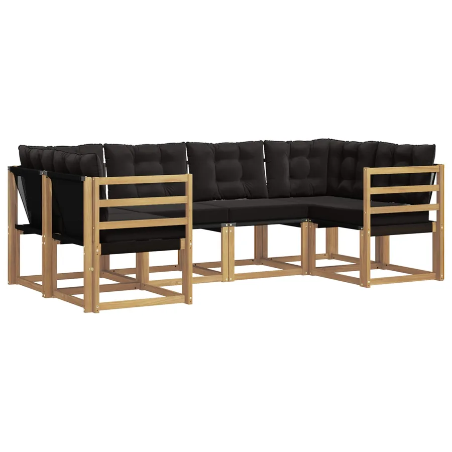Ensemble de canapés d'extérieur 6 pcs Blanc et noir - 2