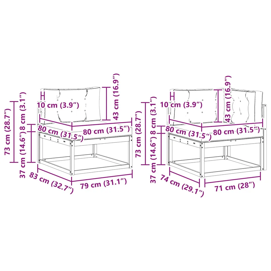 Ensemble de canapés d'extérieur 7 pcs Blanc et crème - 8