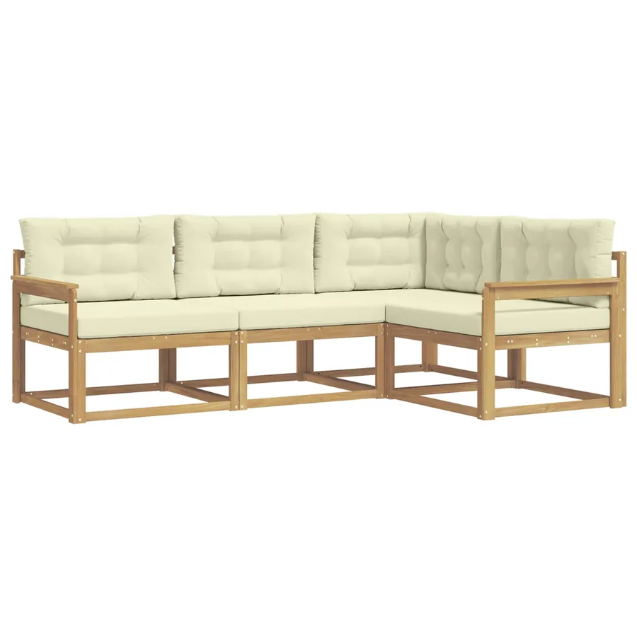 Ensemble de canapés d'extérieur 3 pcs Blanc et crème Polyester - 2