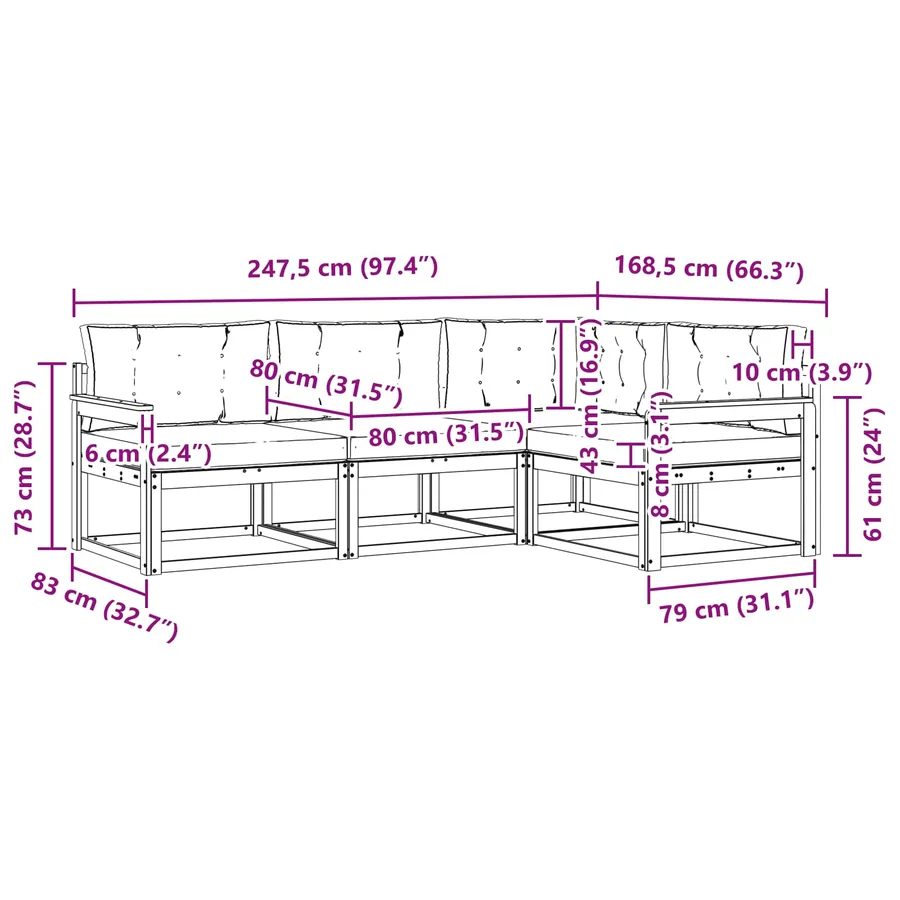 Ensemble de canapés d'extérieur 3 pcs Blanc et crème Polyester - 7