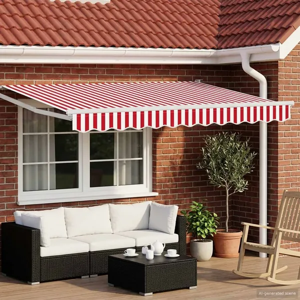 Auvent rétractable Rouge et Blanc 2,5 x 2 m