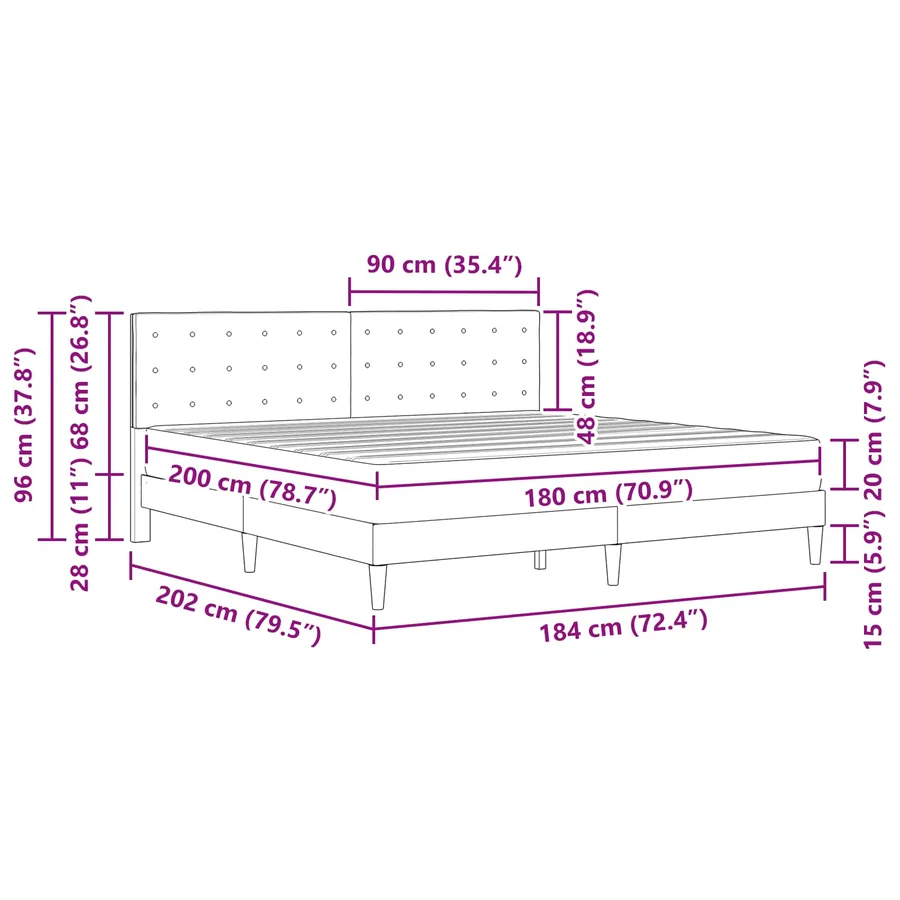 Cadre de lit avec matelas Gris foncé tissu - 11