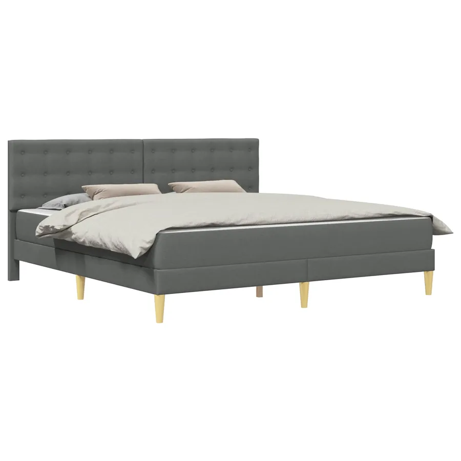 Cadre de lit avec matelas Gris foncé tissu - 2