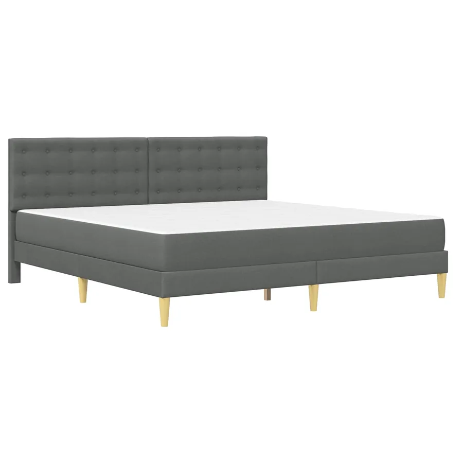 Cadre de lit avec matelas Gris foncé tissu - 3