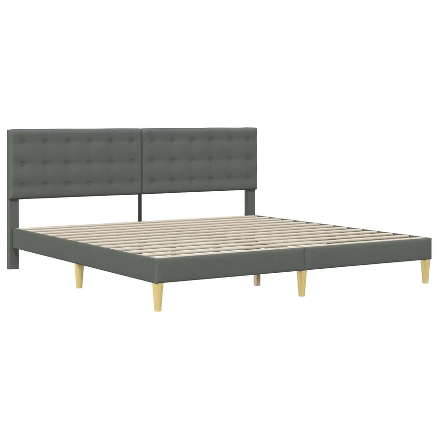 Cadre de lit avec matelas Gris foncé tissu - 4