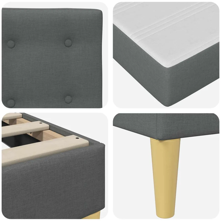 Cadre de lit avec matelas Gris foncé tissu - 9