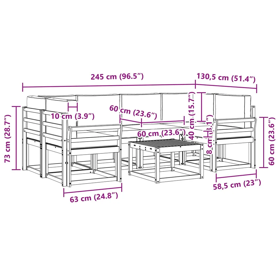 Ensemble de canapés d'extérieur 7 pcs Blanc et Beige - 7