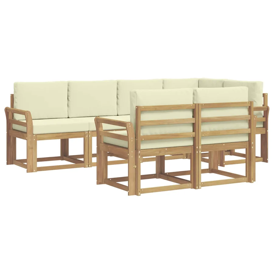 Ensemble de canapés d'extérieur 7 pcs Blanc et crème Polyester - 2