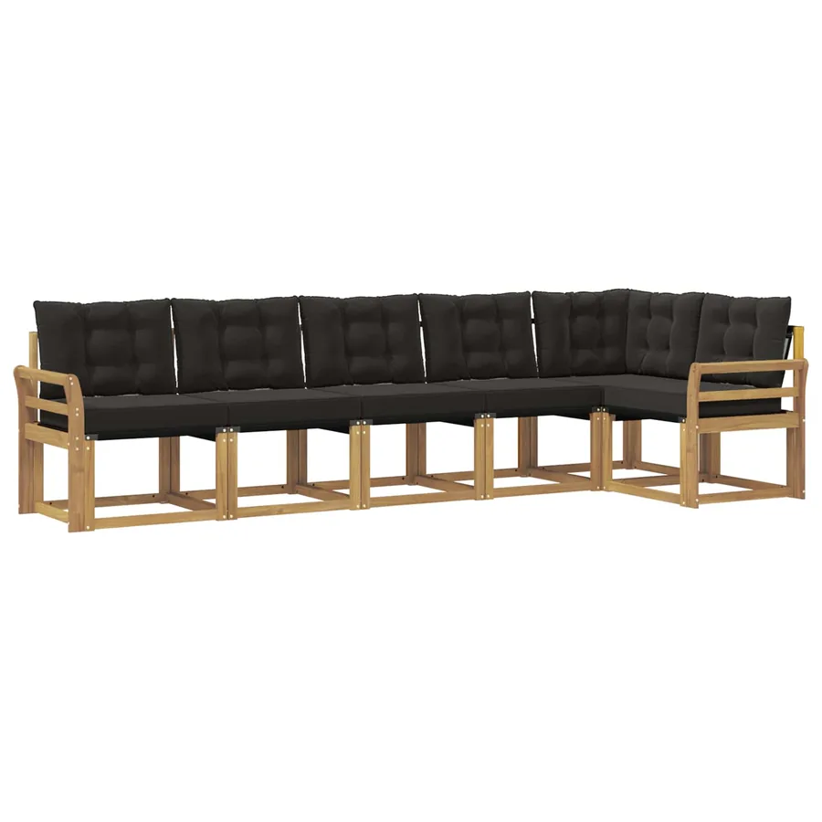 Ensemble de canapés d'extérieur 6 pcs Blanc et noir - 2