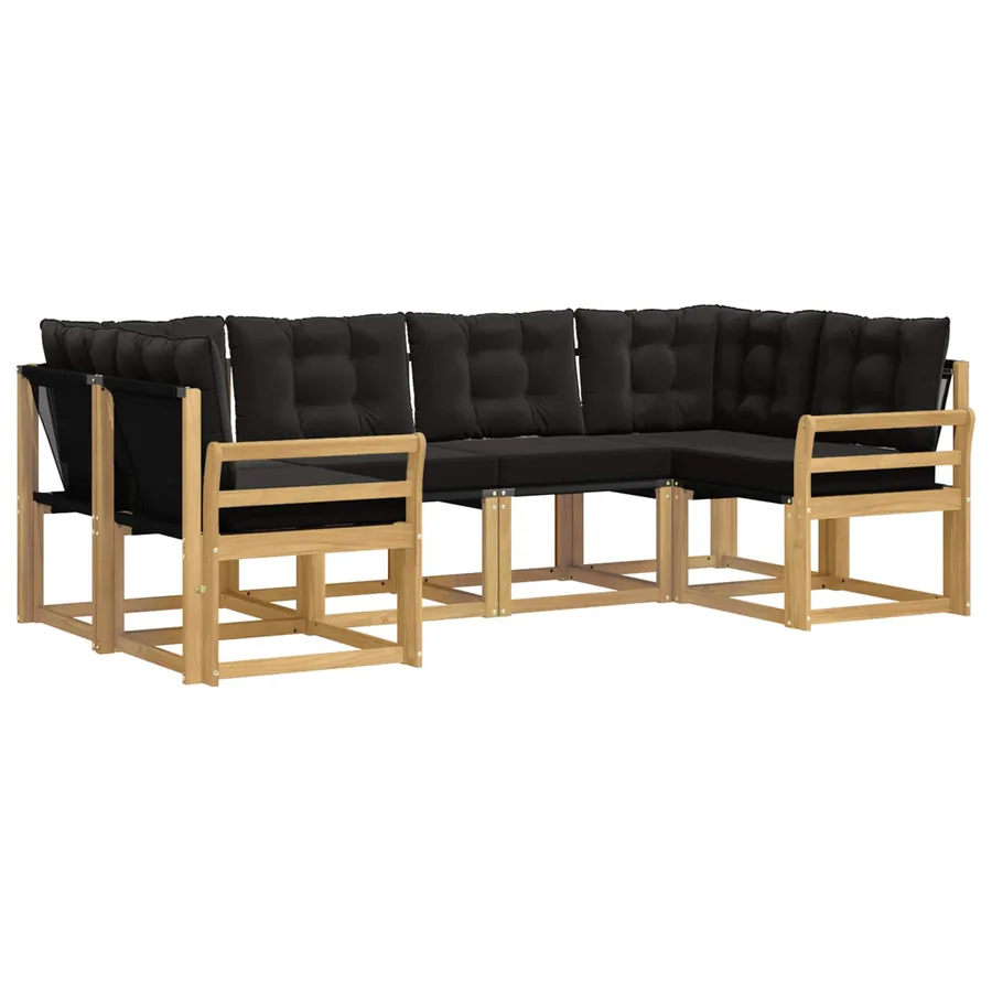 Ensemble de canapés d'extérieur 6 pcs Blanc et noir - 2