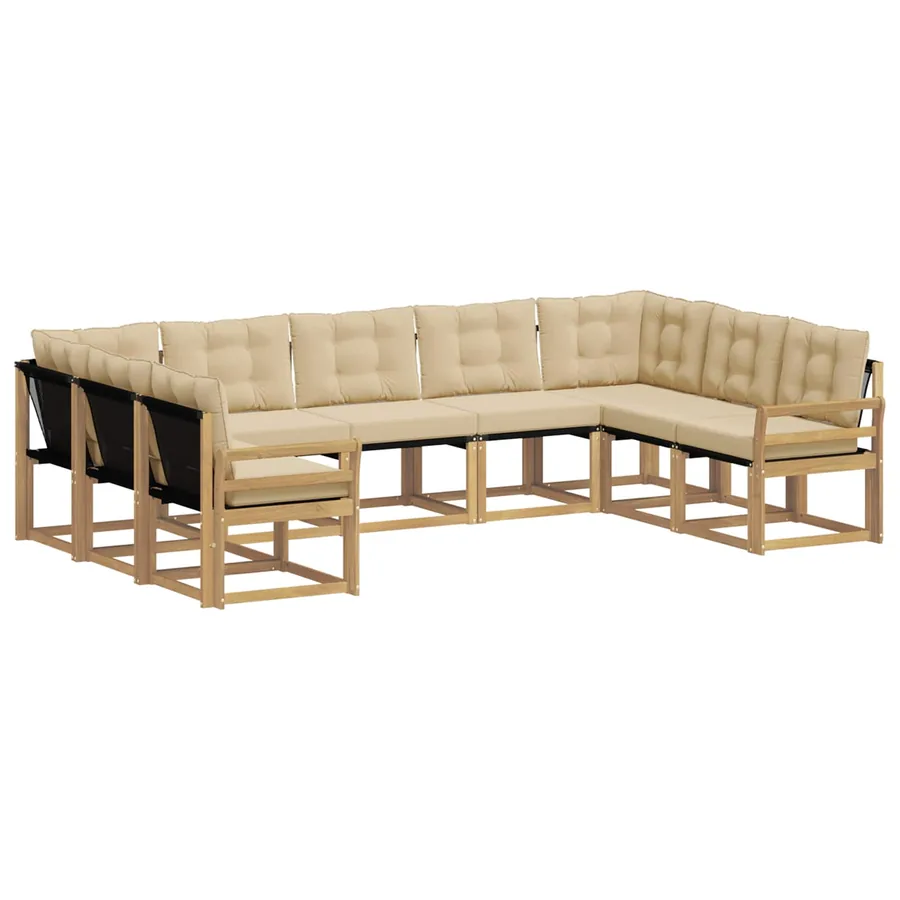 Ensemble de canapés d'extérieur 9 pcs Blanc et Beige - 2