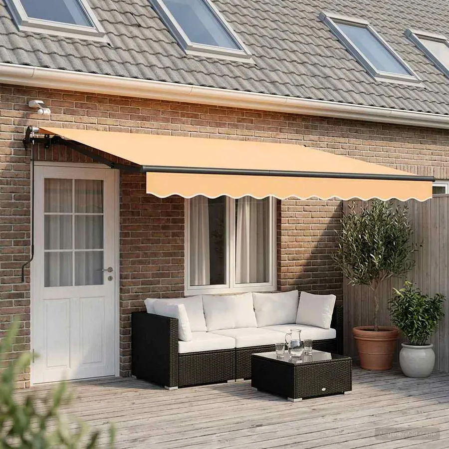 Auvent rétractable Sable 500 × 300 cm Polyester - 3