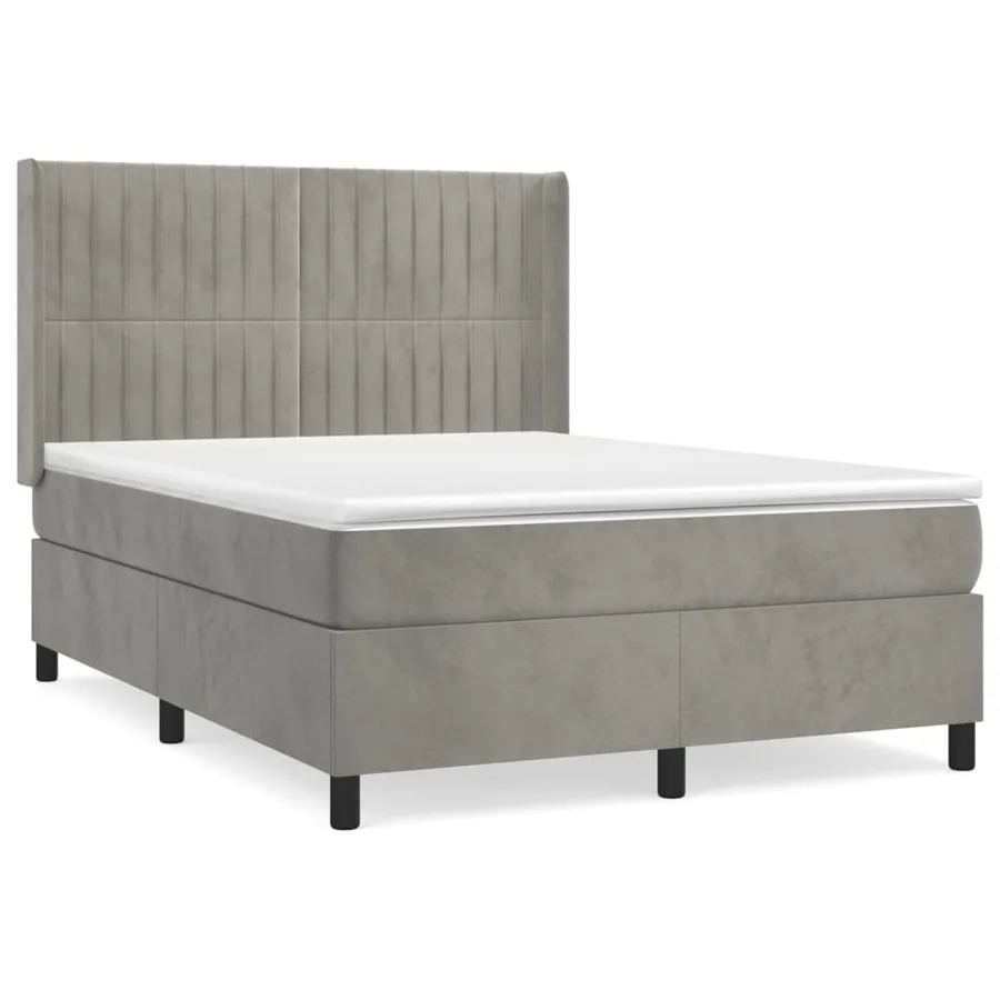 Sommier à lattes de lit et matelas Gris clair 140x190cm Velours - 2