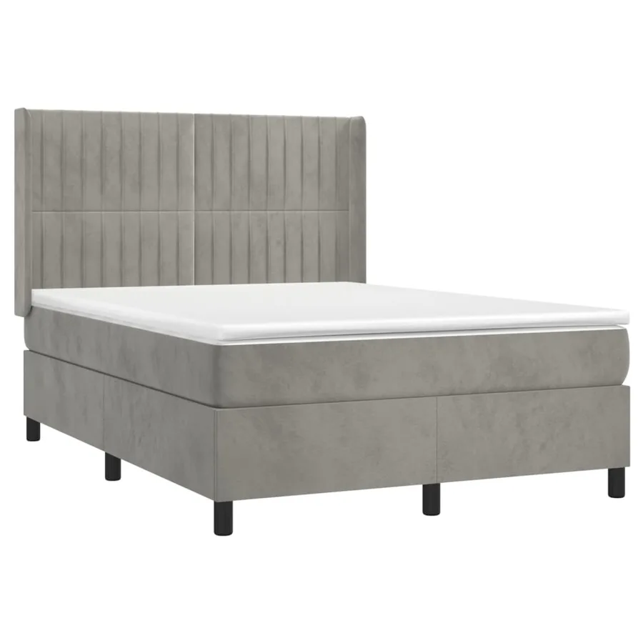 Sommier à lattes de lit et matelas Gris clair 140x190cm Velours - 3