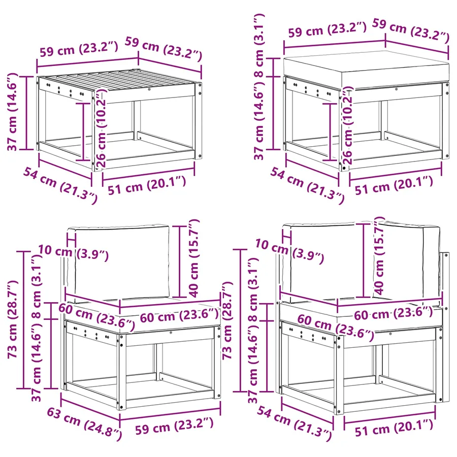 Ensemble de canapés d'extérieur 8 pcs Blanc et Beige Polyester - 10