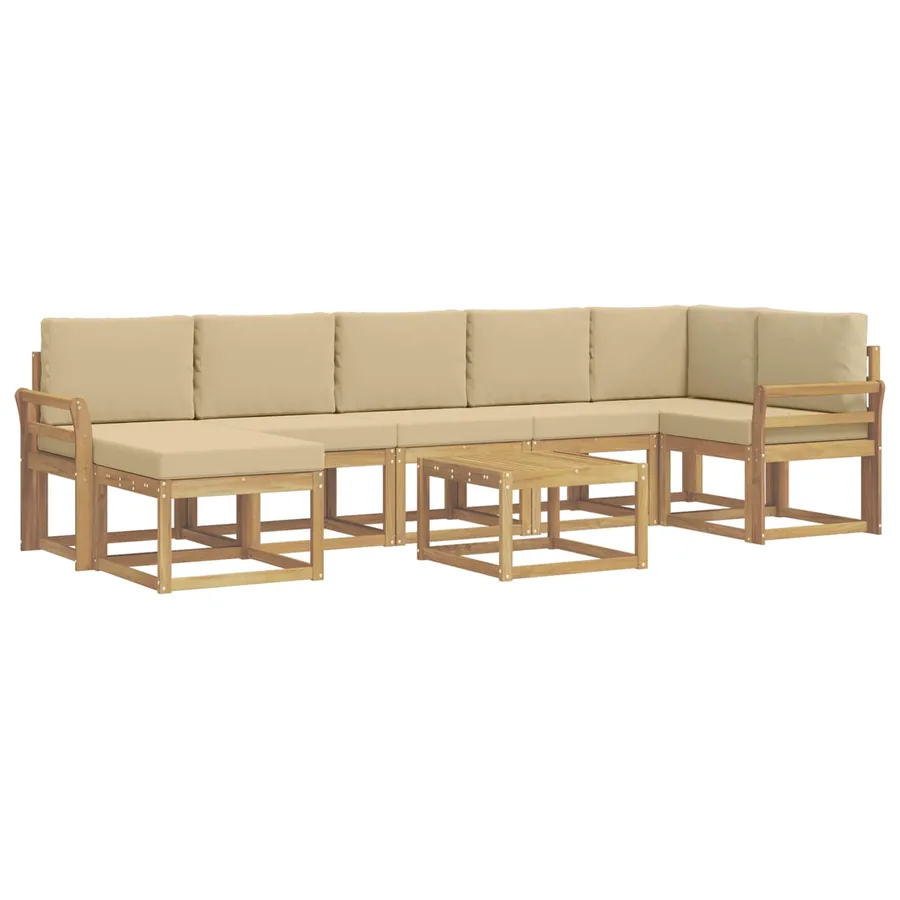 Ensemble de canapés d'extérieur 8 pcs Blanc et Beige Polyester - 2