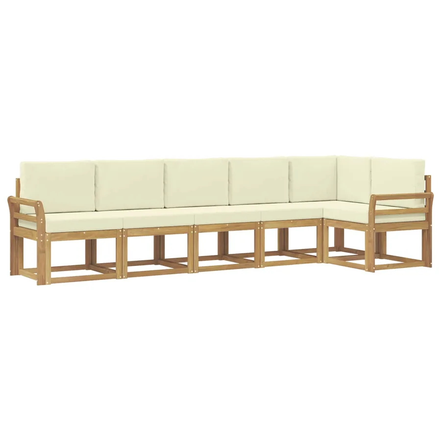 Ensemble de canapés d'extérieur 6 pcs Blanc et crème Polyester - 2