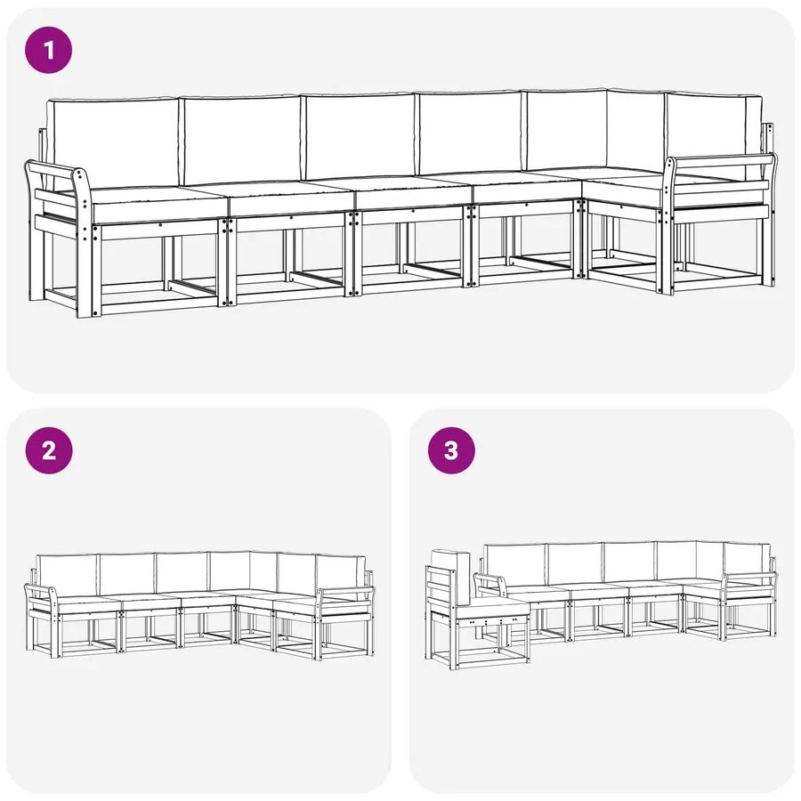 Ensemble de canapés d'extérieur 6 pcs Blanc et anthracite - 7