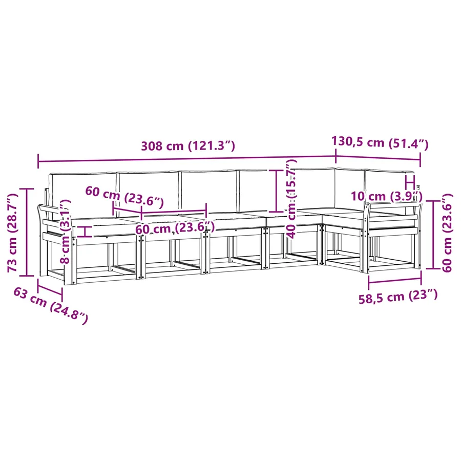 Ensemble de canapés d'extérieur 6 pcs Blanc et anthracite - 8