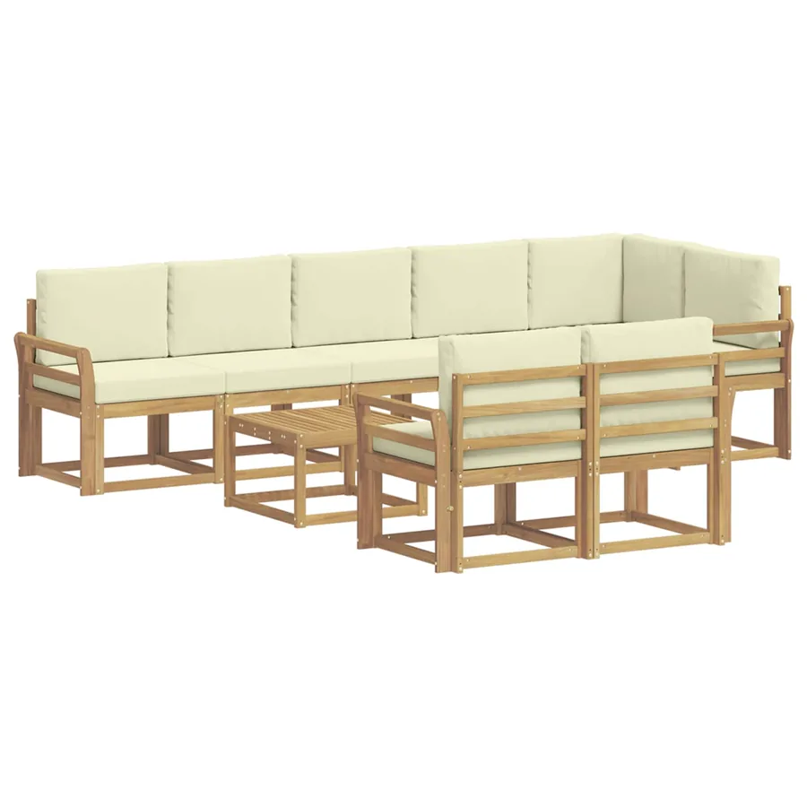 Ensemble de canapés d'extérieur 9 pcs Blanc et crème Polyester - 2