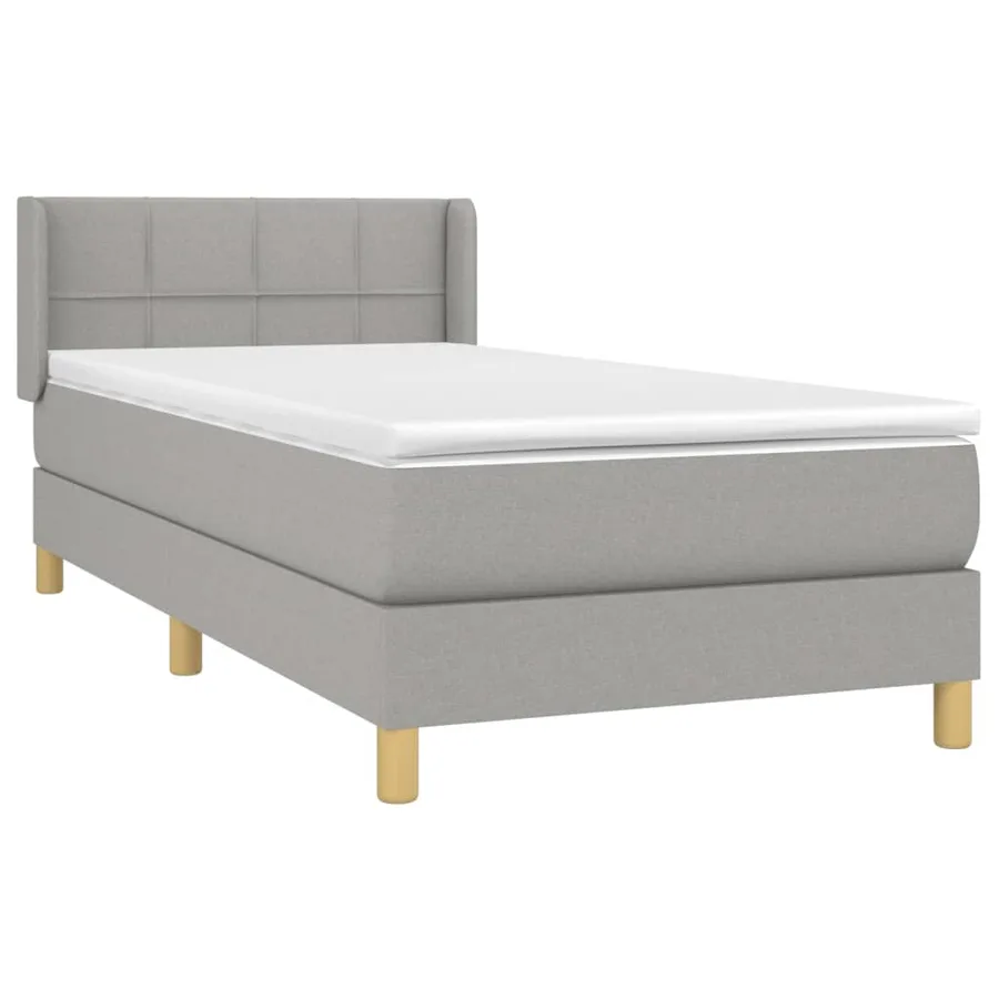 Sommier à lattes de lit avec matelas Gris clair 90x200 cm Tissu - 3