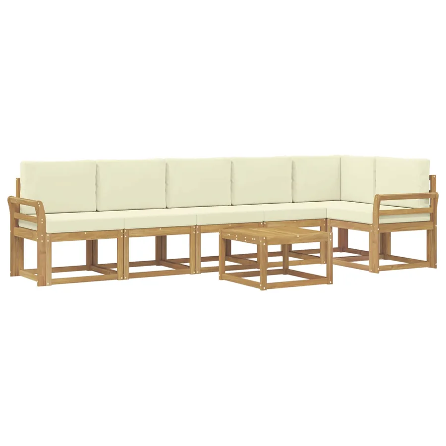 Ensemble de canapés d'extérieur 7 pcs Blanc et crème Polyester - 2