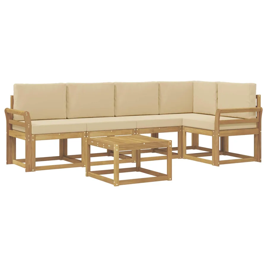 Ensemble de canapés d'extérieur 6 pcs Blanc et Beige - 2
