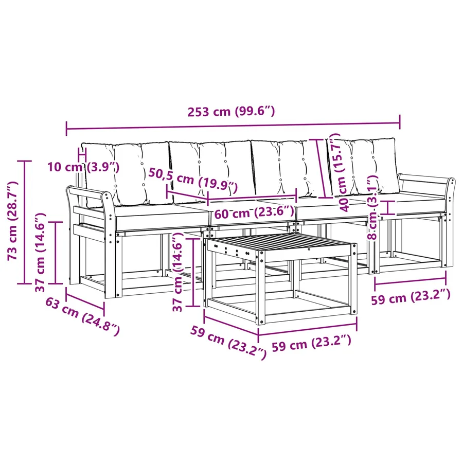 Ensemble de canapés d'extérieur 5 pcs Blanc et Beige - 7