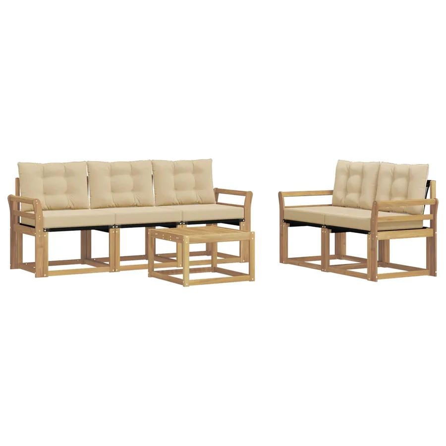 Ensemble de canapés d'extérieur 6 pcs Blanc et Beige - 2