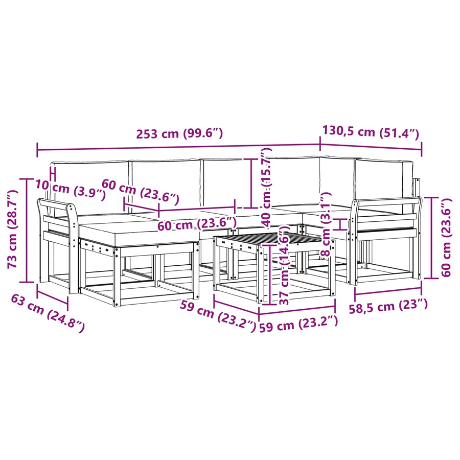 Ensemble de canapés d'extérieur 7 pcs Blanc et crème - 8