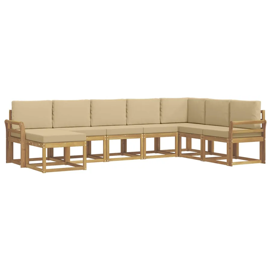 Ensemble de canapés d'extérieur 8 pcs Blanc et Beige - 2