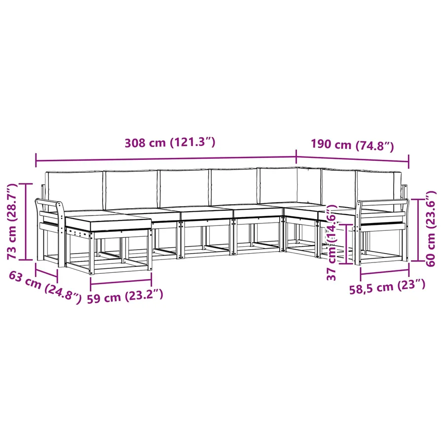 Ensemble de canapés d'extérieur 8 pcs Blanc et Beige - 7