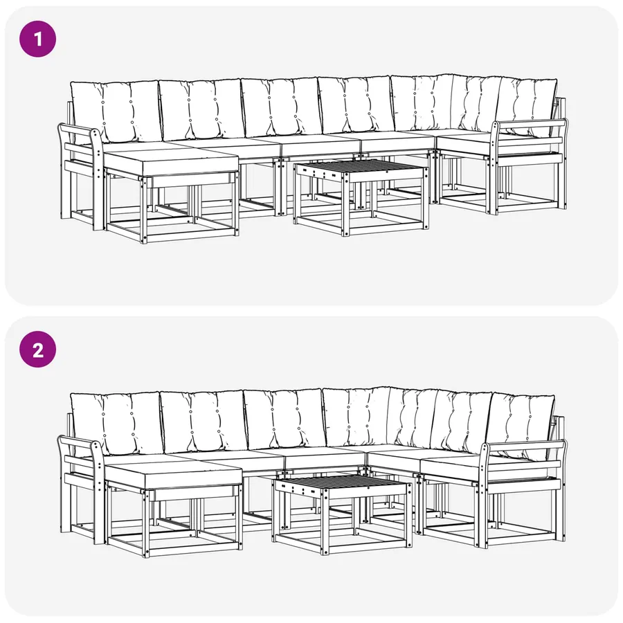Ensemble de canapés d'extérieur 8 pcs Blanc et Beige - 11