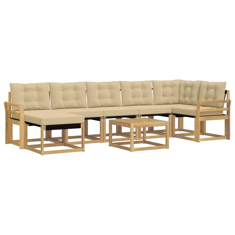 Ensemble de canapés d'extérieur 8 pcs Blanc et Beige - 2