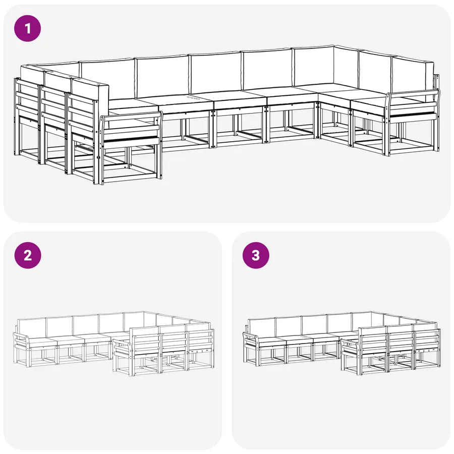 Ensemble de canapés d'extérieur 10 pcs Blanc et anthracite - 7