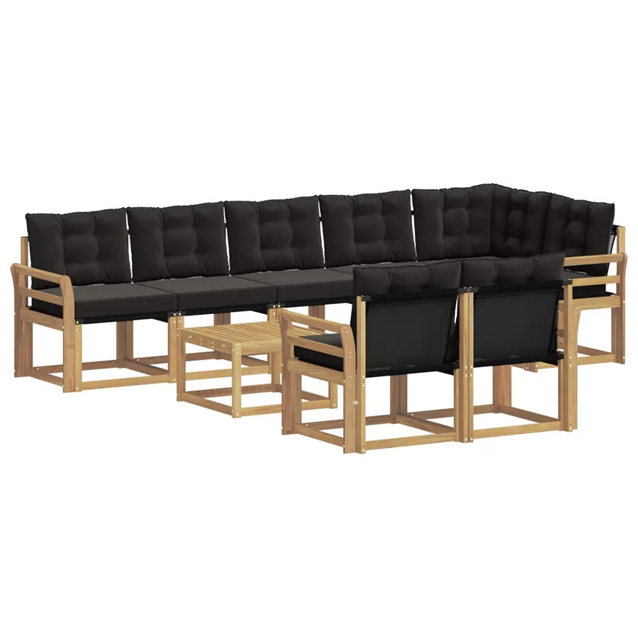 Ensemble de canapés d'extérieur 9 pcs Blanc et noir - 2