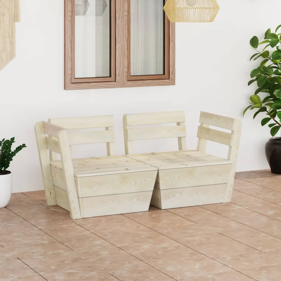 Canapé palette à 2 places de jardin Bois d'épicéa imprégné