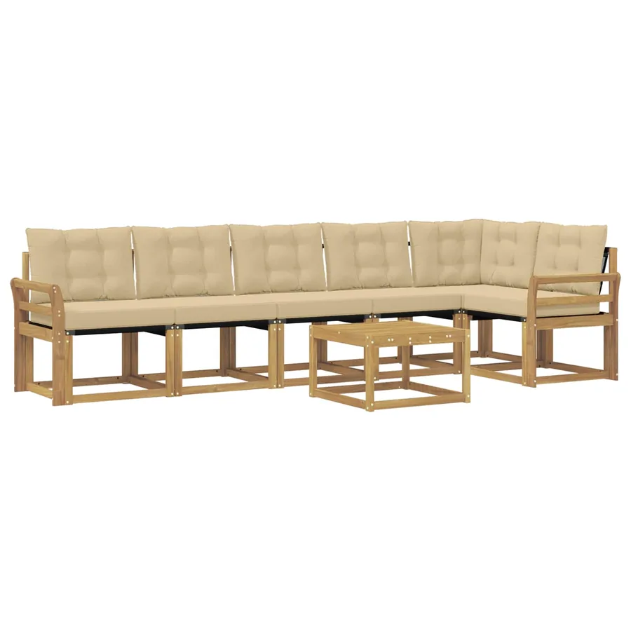 Ensemble de canapés d'extérieur 7 pcs Blanc et Beige - 2