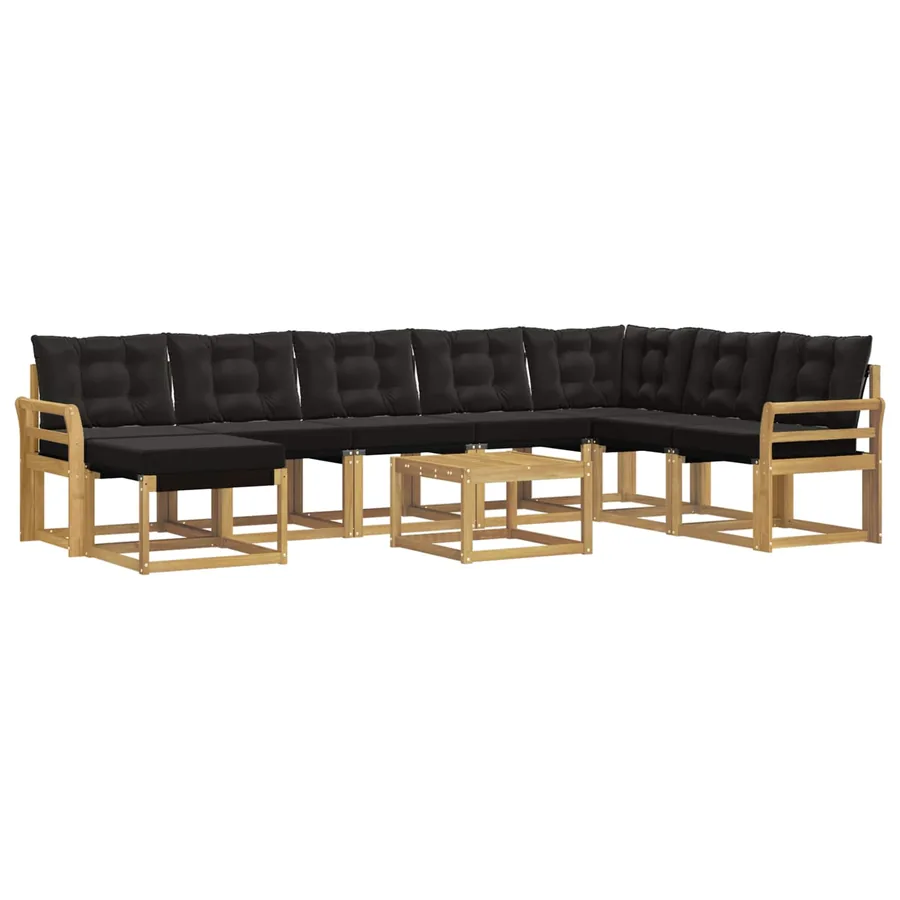 Ensemble de canapés d'extérieur 9 pcs Blanc et noir - 2
