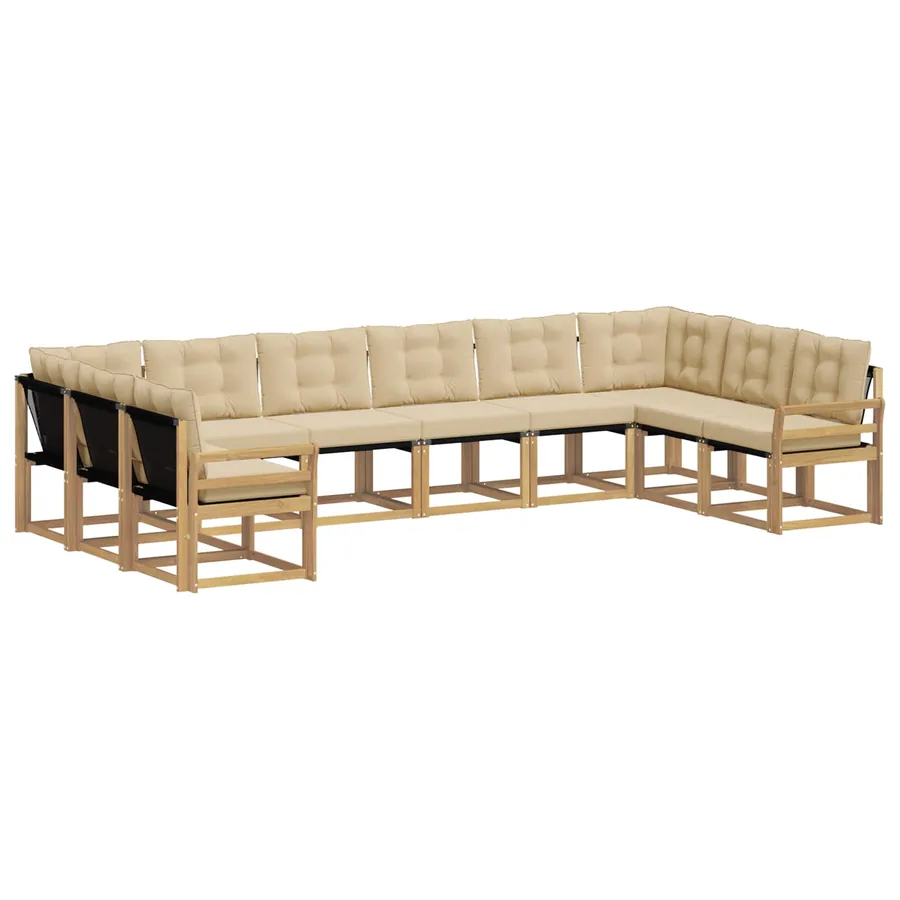 Ensemble de canapés d'extérieur 10 pcs Blanc et Beige - 2